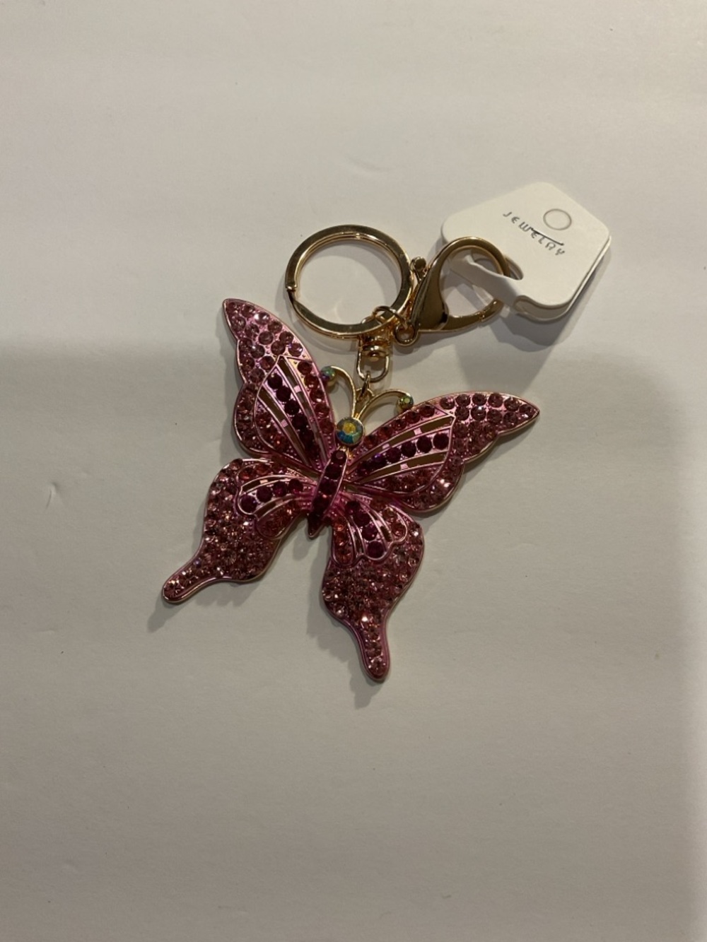 Pink Crystal Butterfly Keychain - Picture 2 of 5